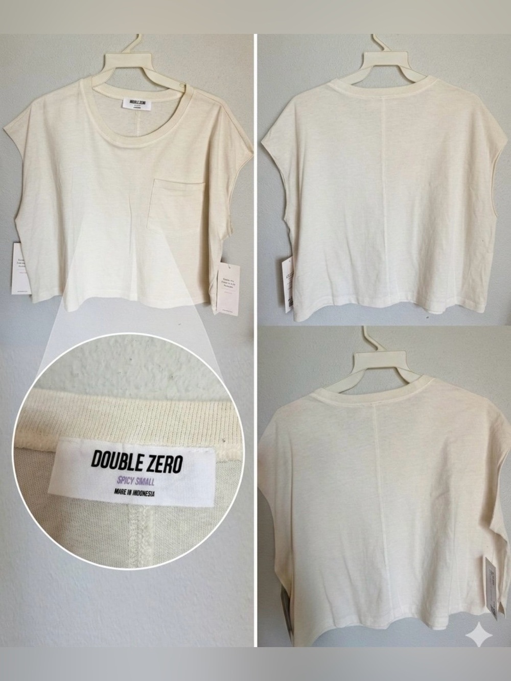 Double Zero Off-White Cropped Pocket Tee